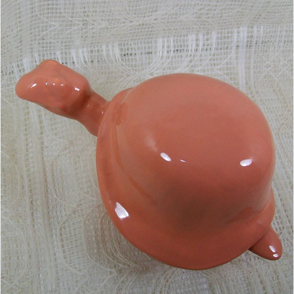 Handmade Ceramic Turtle Treasure Box, Lidded Trinket Dish, Glossy Peach Finish - Picture 5 of 11